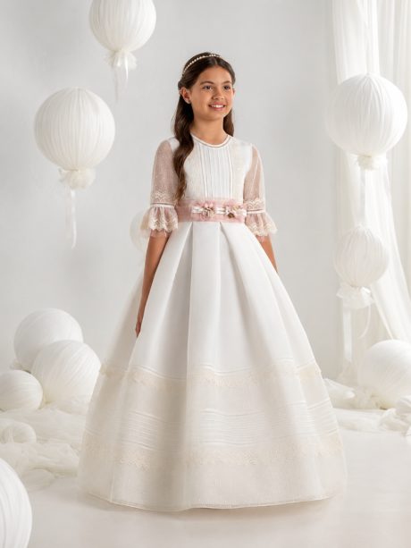 Vestido de Comunión clásico de falda de tablas 7304